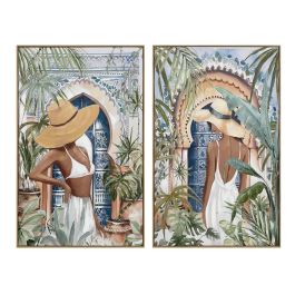 DKD Home Decor Cuadro de Pared Tropical Decorativo en Lienzo y PS, Tonos Azul y Verde, Dimensiones 120x80x3.5 cm, Set de 2 Unidades Precio: 166.59000006. SKU: B14ATAXRKE