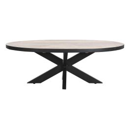 DKD Home Decor Mesa Centro Loft Madera Mango y Metal Natural Negro 130 x 70 x 45 cm Desmontable
