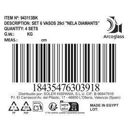 La Mediterranea Set 6 Vasos 290Cc Nela Diamants Colección Nela (4 Cajas)