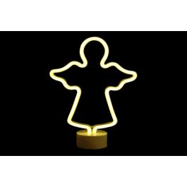 DKD Home Decor Decoración Navideña Luminosa Ángel Tradicional Blanco LED 8 x 29.5 x 23.5 cm a Pilas AA