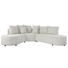 DKD Home Decor Sofá Moderno Modular de Poliéster y Madera, Blanco Roto 250x241x66 cm, Asiento 40 cm