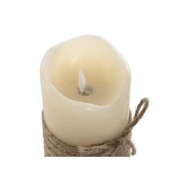 DKD Home Decor Vela LED de Cera con Movimiento, Crema y Marrón, 7.5x7.5x12.5 cm, Pack de 16 Unidades para Decoración