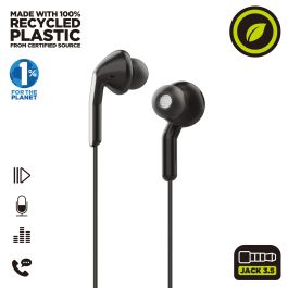 Muvit Auriculares E57 Negro con Micrófono, Almohadillas Ergonómicas y Certificación Ecológica