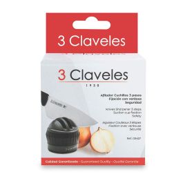 3 Claveles Afilador de Cuchillos con Ventosa de 3 Pasos: Diamante, Carburo y Cerámica para Afilado Grueso y Fino