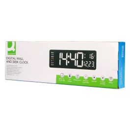 Q-connect Reloj Digital de Pared y Sobremesa con Temperatura, Mando a Distancia y LED Ajustable 387x32x130 mm