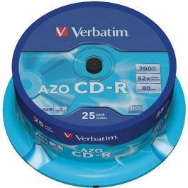 Verbatim cd-r azo, 700mb, 52x, 25 pack spindle, superficie crystal Precio: 11.94999993. SKU: B1B86P2SMC