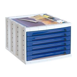 Fichero Cajones De Sobremesa Archivo 2000 305x370x215 mm Bandeja Organizadora Superior 6 Cajones Azul Opaco