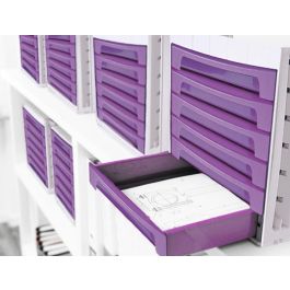 Fichero Cajones De Sobremesa Archivo 2000 305x370x215 mm Bandeja Organizadora Superior 6 Cajones Violeta Translucido