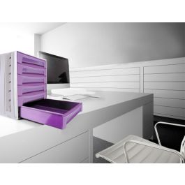 Fichero Cajones De Sobremesa Archivo 2000 305x370x215 mm Bandeja Organizadora Superior 6 Cajones Violeta Translucido