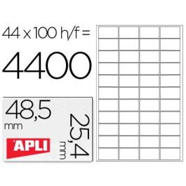 Apli Etiquetas Adhesivas 48,5x25,4 mm Inkjet-Láser C-Rectos 44 X 100H Blanco