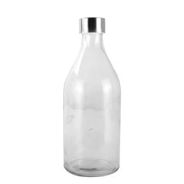 Anna Botella de Vidrio 1L con Tapa de Metal Redonda - 9,4 x 9,3 x 25,3 cm (6 Unidades)