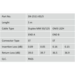 Digitus LWL Patchkabel ST -> ST 5.00m Multimode Duplex OM3 Cable de Fibra Óptica