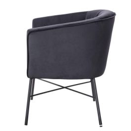 Sillón ELIOTT - con patas de metal - Terciopelo negro - L 68 x P 59 x H 72 cm