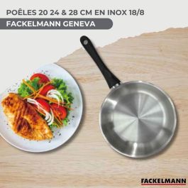 Fackelmann AABBG41149 Batería de Cocina Ginebra de Acero Inoxidable - 3 Sartenes, 3 Cacerolas, 6 Utensilios - Compatible con Todas las Placas, Inducción