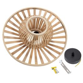 Lámpara Colgante Pembroke Pines de Ratán Natural Estilo Boho-Chic, Compatible Bombillas E27, Iluminación Interior SKD-P80114