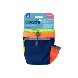 Coachi Train & Treat Bag | Bolsa de Recompensas para Adiestramiento y Paseo de Perros | Azul-Coral, Forro Reversible, Bolsillo Cremallera