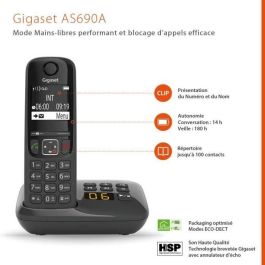 Teléfono fijo GIGASET AS690 A Quattro Negro Teléfono fijo GIGASET AS690 A Quattro Negro