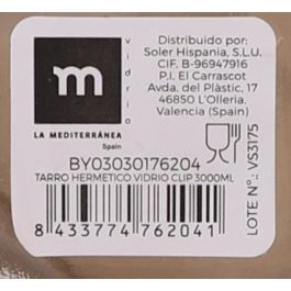 Tarro Hermético de Vidrio con Cierre Clip 3000 ml - La Mediterranea (6 Unidades) Tarro Hermético de Vidrio con Cierre Clip 3000 ml - La Mediterranea (6 Unidades)