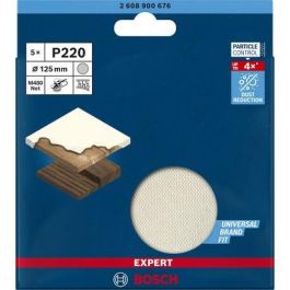 Bosch M480 Expert Netzschleifscheibe Lija de malla, K220, 125mm, para lijadora rotorbital, madera, pintura, 5 unidades