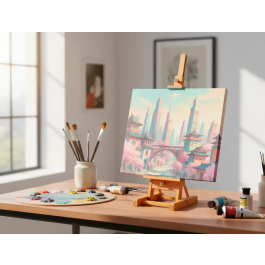 Liderpapel Caballete de Pintor de Sobremesa en Madera de Pino Barnizado, Certificado FSC, 34x16x13 cm