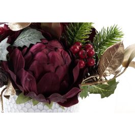DKD Home Decor Planta de Navidad Artificial Tradicional Roja y Blanca de PE, 26x26x24 cm, Paquete de 12 Unidades