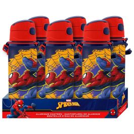 Kids Licensing SP50073 Cantimplora Spider-Man de Aluminio con Asa 600ml - Botella de Agua Push Pull para Niños +3 Años