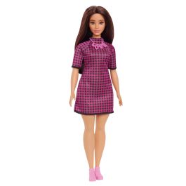 Muñeca Barbie Fashionista Vestido Rosa Cuadros Hbv20 Mattel