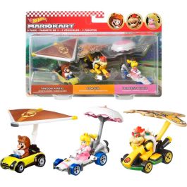 Pack 3 Mini Coches C/Parapente Mario Kart Hdb39 Hot Wheels