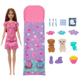 Muñeca Barbie Fiesta Pijamas Con Cachorros Hxn01 Mattel