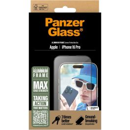 PanzerGlass UWF Protector de Pantalla con Marco de Aluminio para iPhone 16 Pro