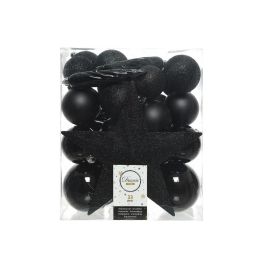 Decoris Caja con 33 accesorios para árbol negro, adornos navideños colgantes