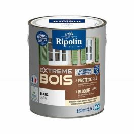 Ripolin Pintura para Madera Interiores y Exteriores Blanco Satinado 2.5L - Fácil Aplicación, Resistente a Golpes