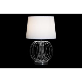DKD Home Decor Lámpara de Sobremesa Moderna Dorado Plateado Blanco 32.5x32.5x52 cm Casquillo E27 Pack de 2
