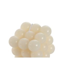 DKD Home Decor Vela Scandi Crema en Cera Natural con Bolas, 125gr, 28h de Duración, Medidas 6x5x6 cm, Pack de 12 Unidades