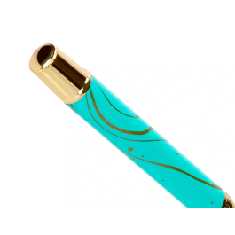Belius Roller Aqua Turquesa y Dorado Tinta Negra Punta 0.7mm Caja Diseño