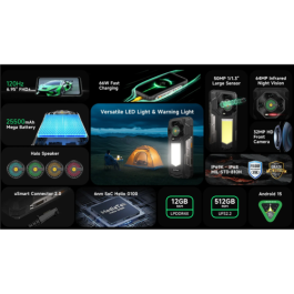 Ulefone Smartphone Armor 33 ULEAR33B Negro, 12 GB RAM, 512 GB, Pantalla 6.95", 50MP, Batería 25500 mAh