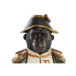 DKD Home Decor Figura Decorativa de Resina Gorila Napoleón Estilo Colonial Negro y Blanco 12x16.5x32 cm
