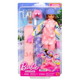 Barbie Muñeca Snowboarder Deluxe JKF78, Con Accesorios Temáticos y Efecto Cambio de Color, +3 Años