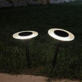 Lumisky LUM3760093549103 Juego de 2 Balizas Solares para Pegar UFO H35 cm LED Blanco Cálido