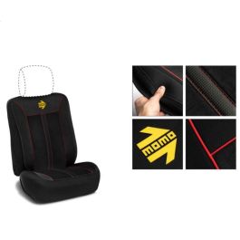 Momo Respaldo de Asiento Estilo Negro-Rojo MOMLSCU50BR con Espuma de Laminación para Mayor Comodidad Universal