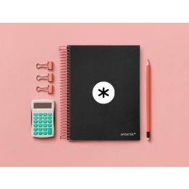 Cuaderno Espiral A5 Micro Antartik Tapa Forrada120H 90 gr Cuadro 5 mm 5 Bandas6 Taladros Color Negro