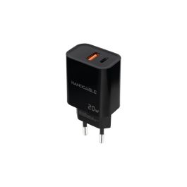 CARGADOR USB PARED NANO CABLE USB-C/PD + USB-A/QC 20W NEGRO Precio: 5.50000055. SKU: B1KETFEE9L