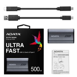 ADATA 500GB, USB-C, 2000 MBps, 64.8 x 35 x 12.25 mm, Titanium Grey ADATA 500GB, USB-C, 2000 MBps, 64.8 x 35 x 12.25 mm, Titanium Grey