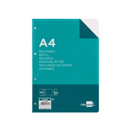 Recambio Liderpapel A4 100 Hojas 100 gr-M2 Liso Sin Margen 4 Taladros 24 unidades