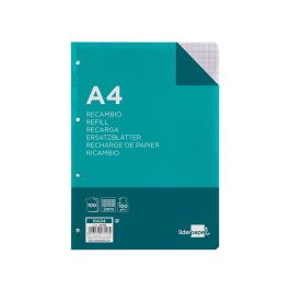 Recambio Liderpapel A4 100 Hojas 100 gr-M2 Cuadro 2 mm Con Margen 4 Taladros 24 unidades