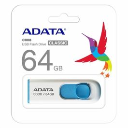 Memoria USB Adata AC008-64G-RWE 64 GB Blanco Azul/Blanco 64 GB