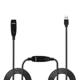 Lindy Cable Extensión Activa USB 3.0 Slim 15m Macho A a Hembra A 5Gbps, ideal para conectar dispositivos Tipo A a PC, Portátil