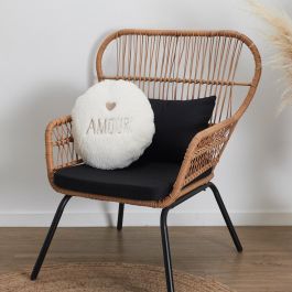 Home Deco Factory Cojín-Manta Sherpa "Amour" Colección Pour Elle