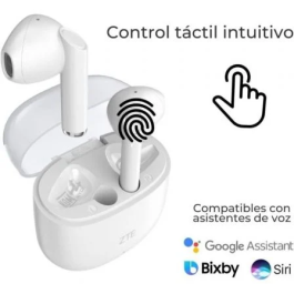 ZTE Auriculares Bluetooth Buds 2 EB64G-W Inalámbricos con Estuche de Carga y Autonomía de 25 Horas Blancos