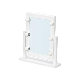 Berilo Espejo de Tocador con 6 LEDs, Blanco, Funciona con 4 Pilas AA, Dimensiones 37 x 41 x 9 cm (Set de 4)
